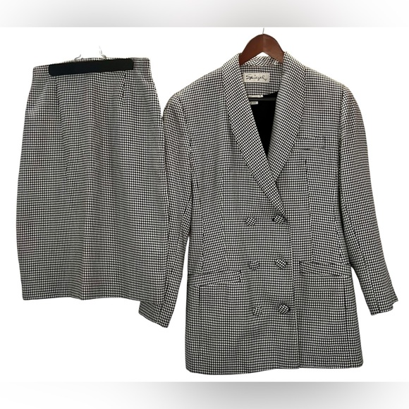 Spiegel Jackets & Blazers - Vintage SPIEGEL Houndstooth Black White Blazer AND skirt SET! Size 8 | Era 80’s